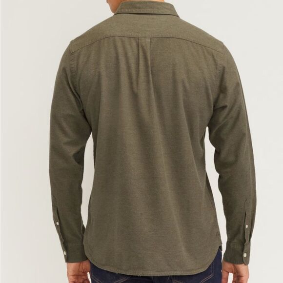 Everlane Mens Size Extra Large Olive Green Cotton Flannel Button Down Shirt - Picture 2 of 13